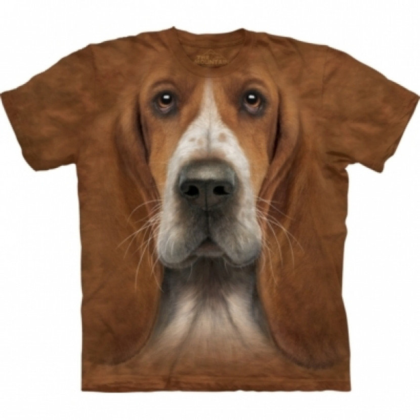 Tričko unisex The Mountain Basset Hound Head - hnědé, XL