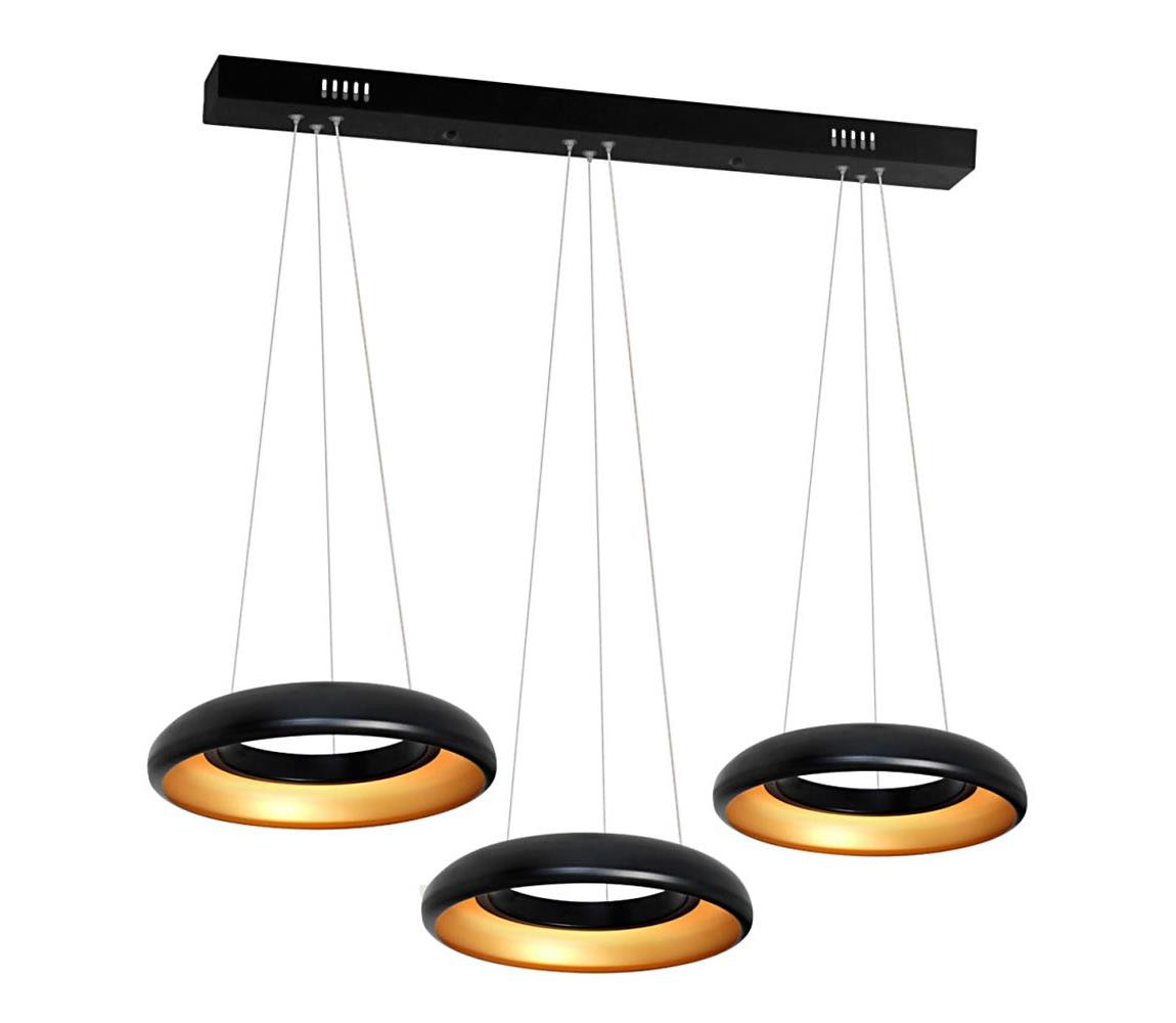 LED Lustr na lanku RONDO 3xLED/12W/230V černá