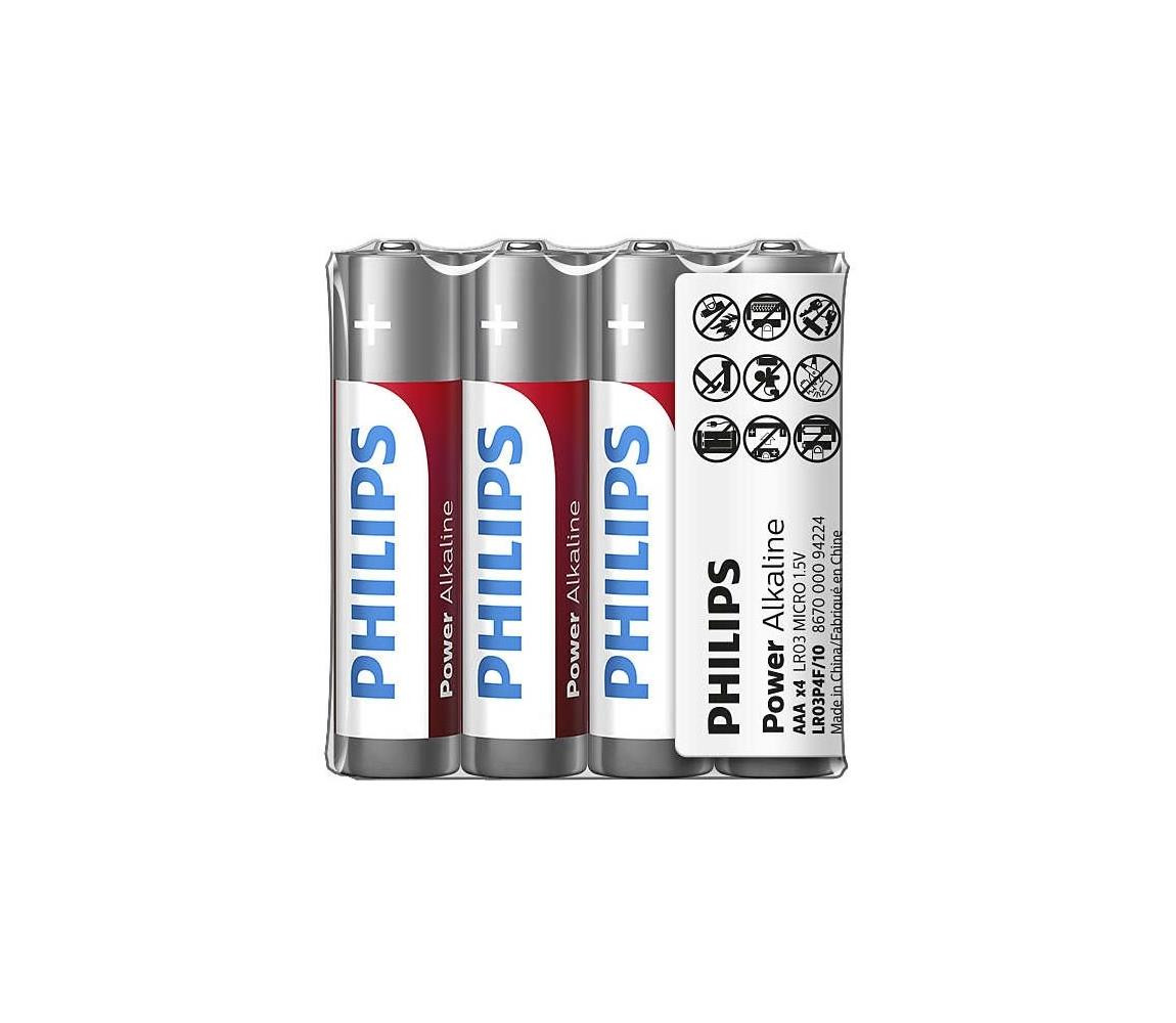 Philips Philips LR03P4F/10 - 4 ks Alkalická baterie AAA POWER ALKALINE 1,5V 1150mAh