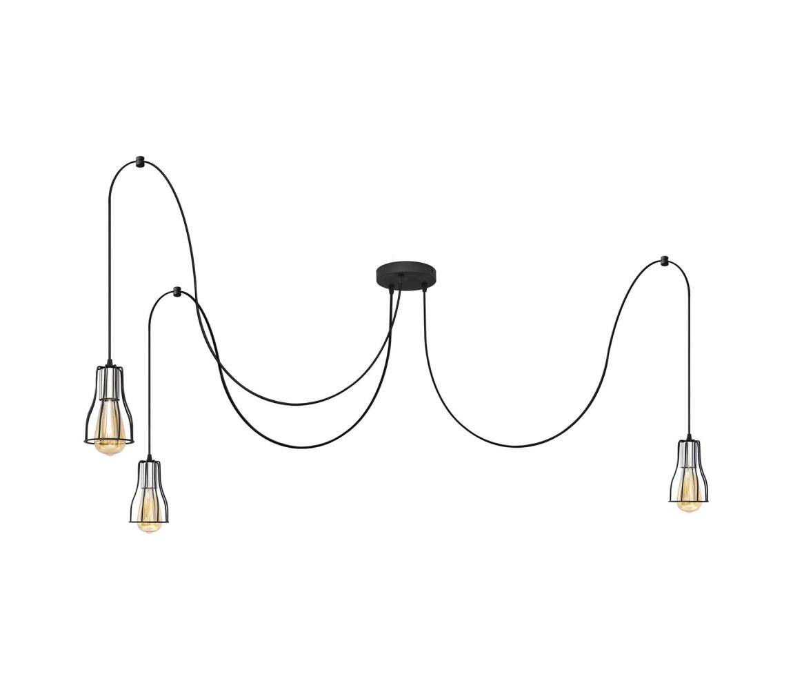 Lustr na lanku TUBE 3xE27/10W/230V pavouk černá/chrom