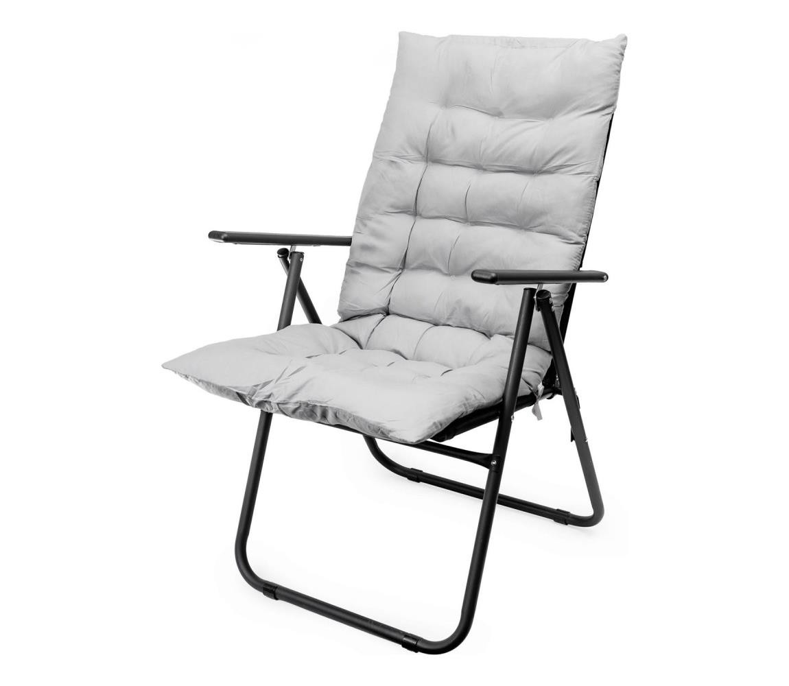 Skládací kempingová židle s matrací černá/šedá