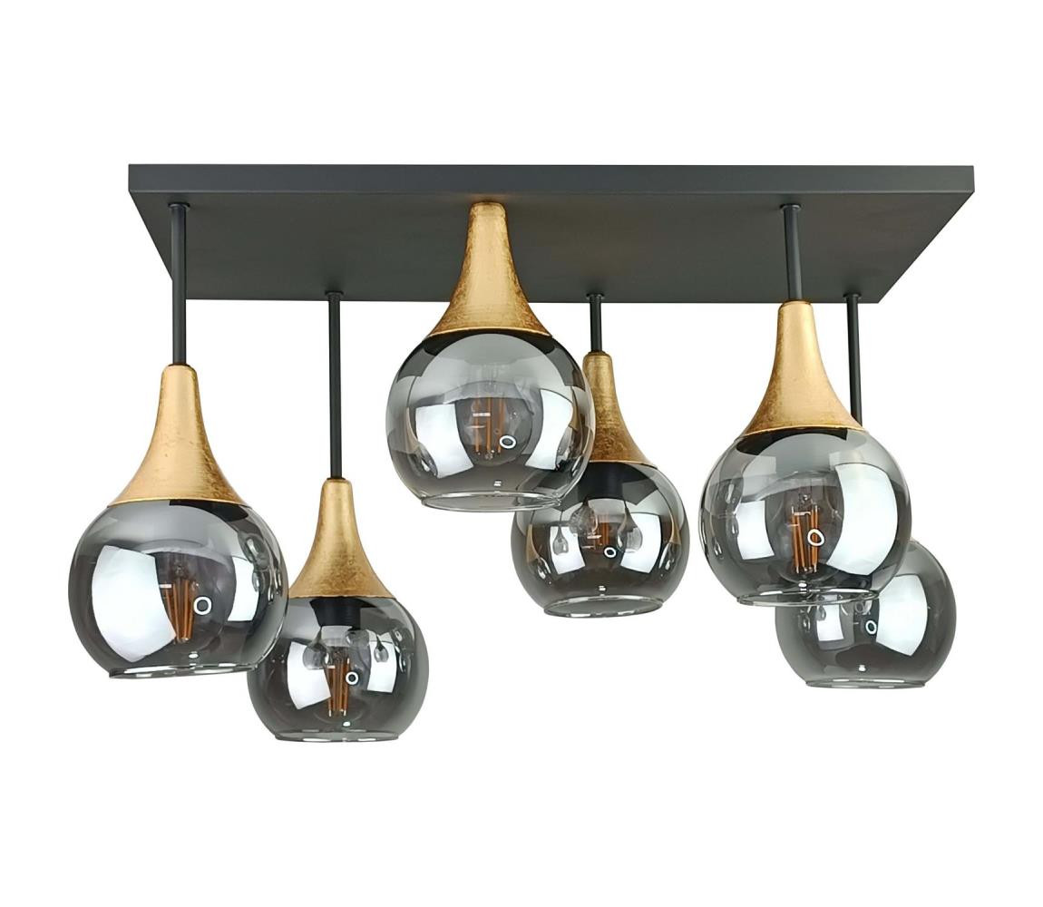 Keter Lighting Přisazený lustr SOMA 6xE27/60W/230V černá/zlatá/kouřová černá