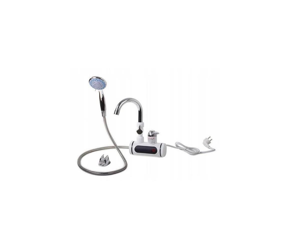 Průtokový ohřívač vody se sprchou s LCD displejem 3000W/230V IPX4 bílá