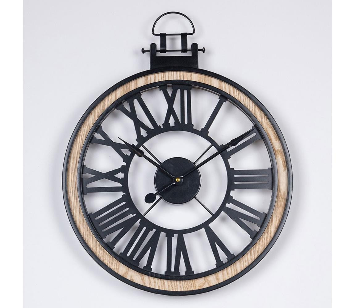 Eurolamp Nástěnné hodiny 1xAA pr. 40 cm černá/krémová