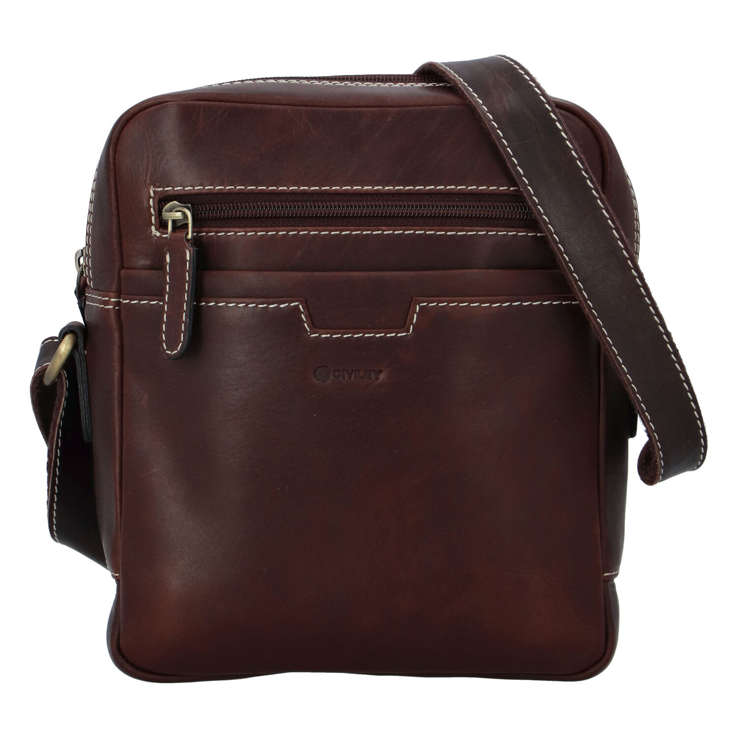 Pánská kožená taška hladká koňak - Diviley Qeens koňak