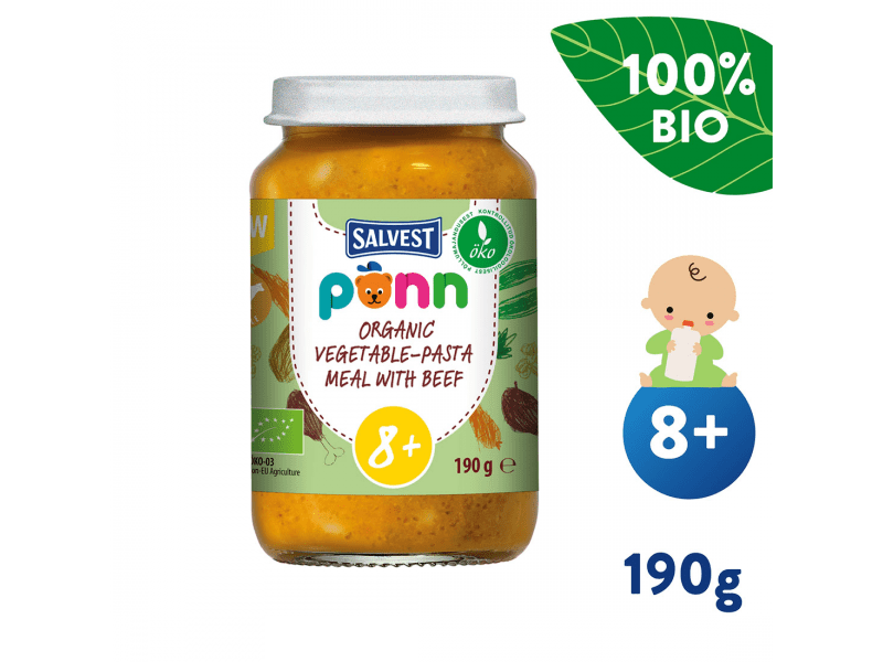 Salvest PONN BIO Hovězí maso s těstovinami (190 g) 8+ m