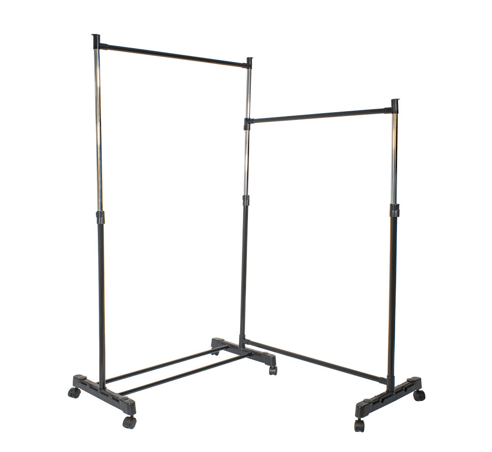 HomeLife Pojízdný stojan na šaty Twin 162 x 160 x 43 cm, černý