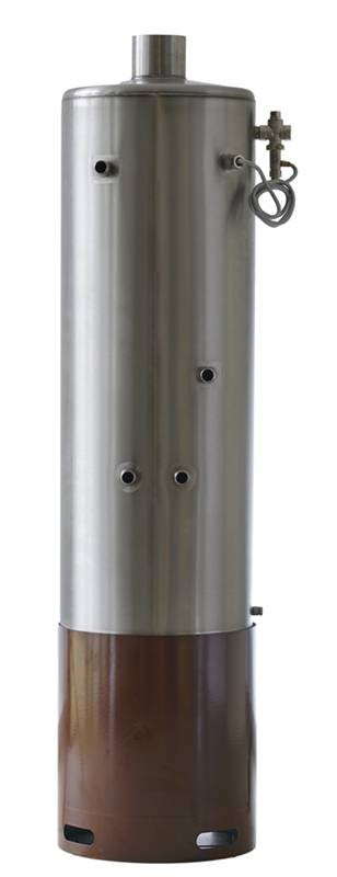 Česká republika Nerezová lázeňská koupelnová kamna 100 l s výměníkem - tlaková s dolními vývody a roztečí vývodů 100 mm, včetně topeniště