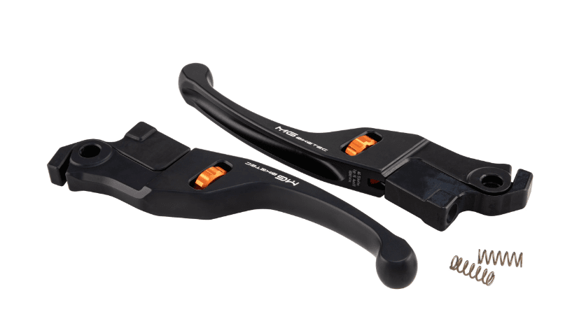 MG Biketec Sada nastavitelných CNC brzdových páček MG Biketec, černý elox s oranžovou, Vespa GTS / ​GTS Super 125 / ​300 ccm (2023-) MV737523