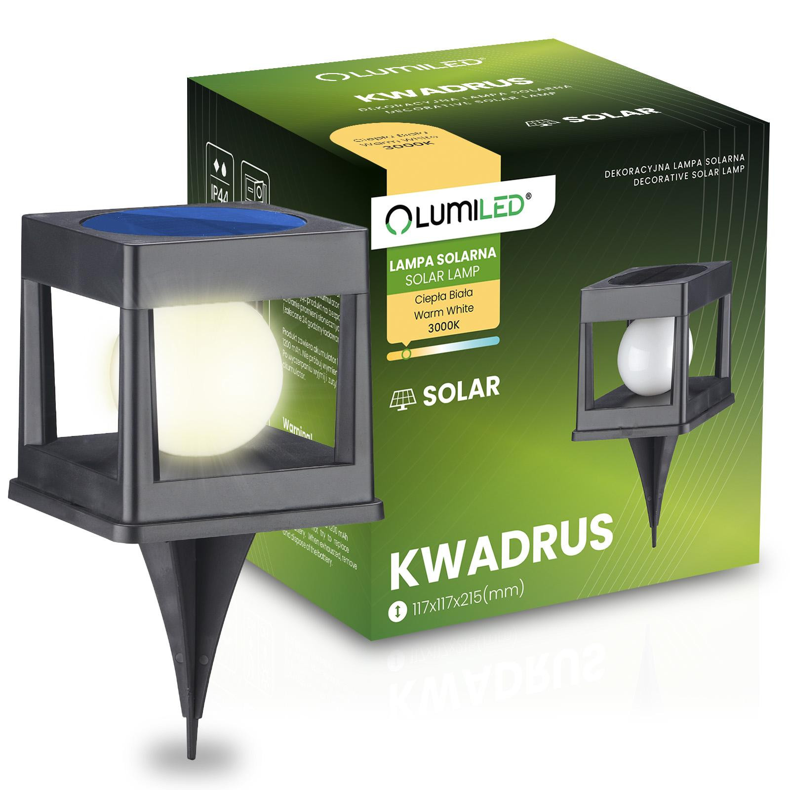 Svítidlo solární zahradní LED KWADRUS Wbijana externí Kula 3000K LUMILED