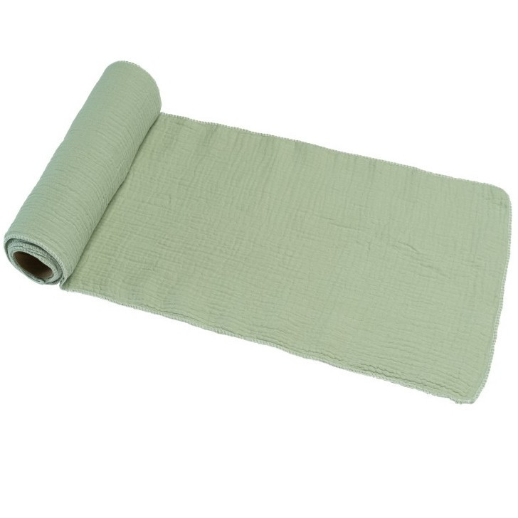 Bavlněná šerpa na stůl šalvějově zelená 26x300cm