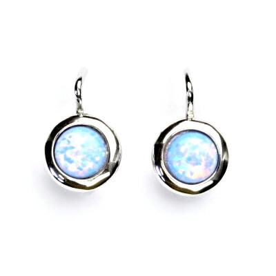 Stříbrné náušnice, světle modrý syntetický opál,náušnice s opálem, NK 1471