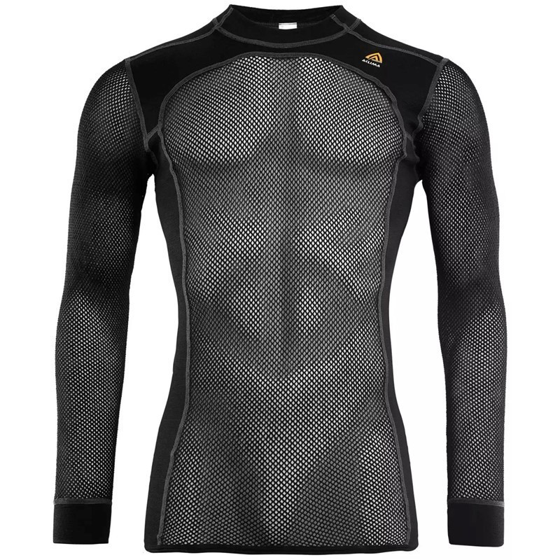 Aclima Pánské síťované tričko Aclima WoolNet crew neck Jet black