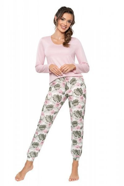 Piżama damska z długimi spodniami - Mila pudrowy róż 44/XXL