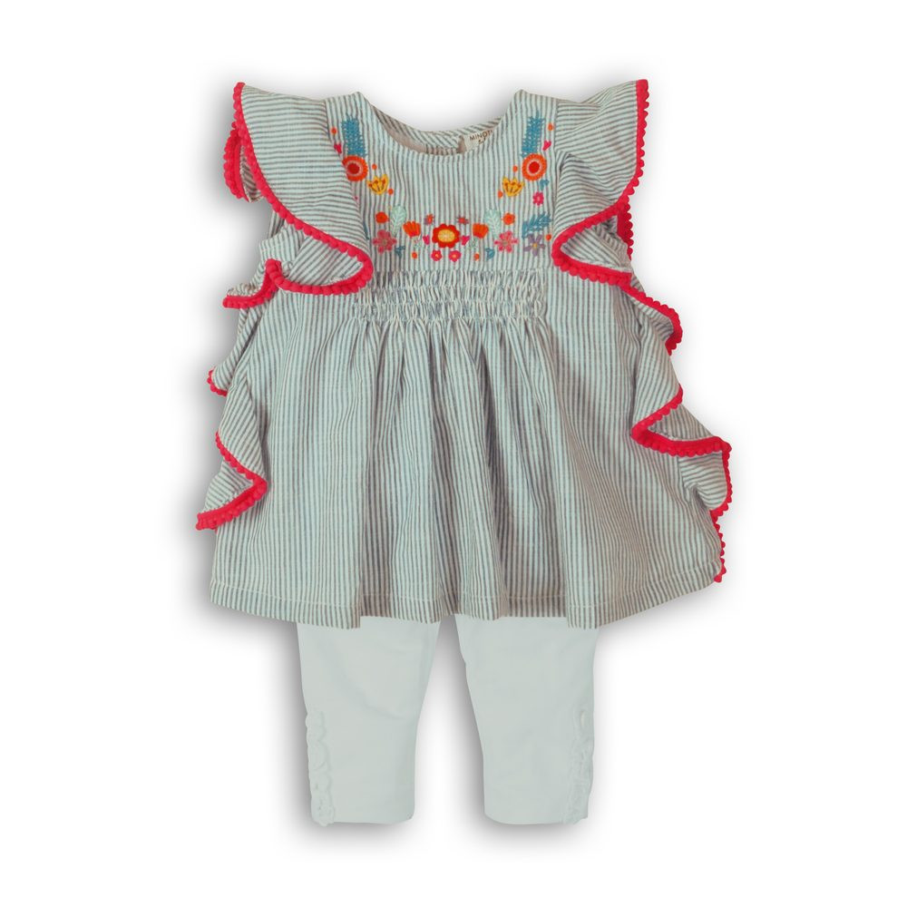 Kojenecký set dívčí - šatovka a legíny, Minoti, Parade 1, holka - 80/86 | 12-18m