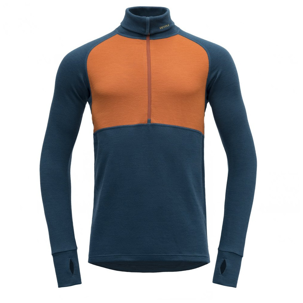 Pánský rolák Devold Expedition Man Zip Neck Velikost: XXL / Barva: modrá/oranžová