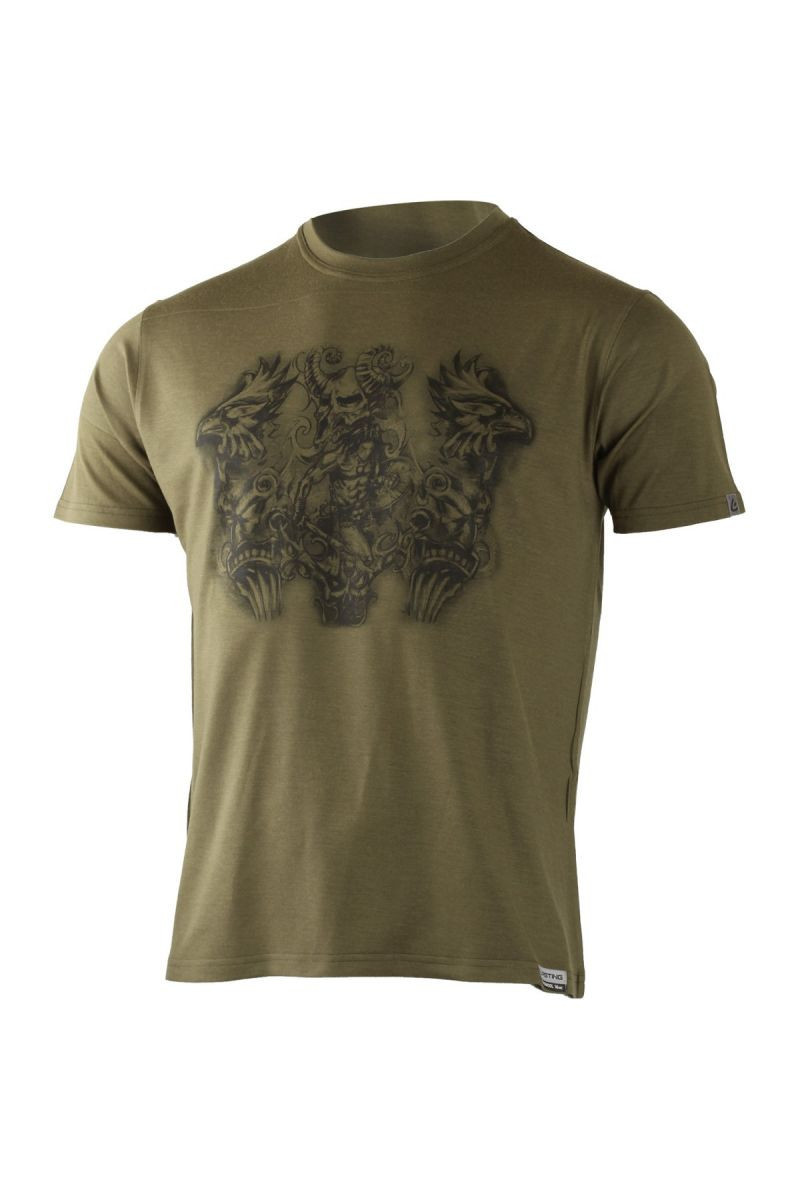 Lasting pánské merino triko s tiskem HERO zelené Velikost: XL 8595067876474