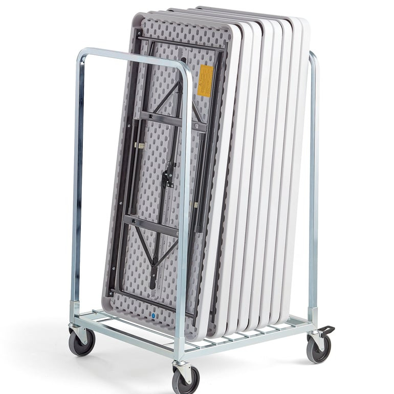 Set: 8x skládací stůl KLARA, 1220x610 mm + vozík na stoly