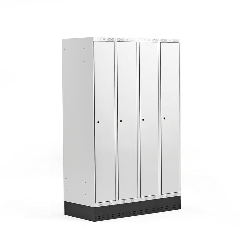 Šatní skříňka CLASSIC, se soklem, 4 sekce, 1890x1200x550 mm, šedé dveře