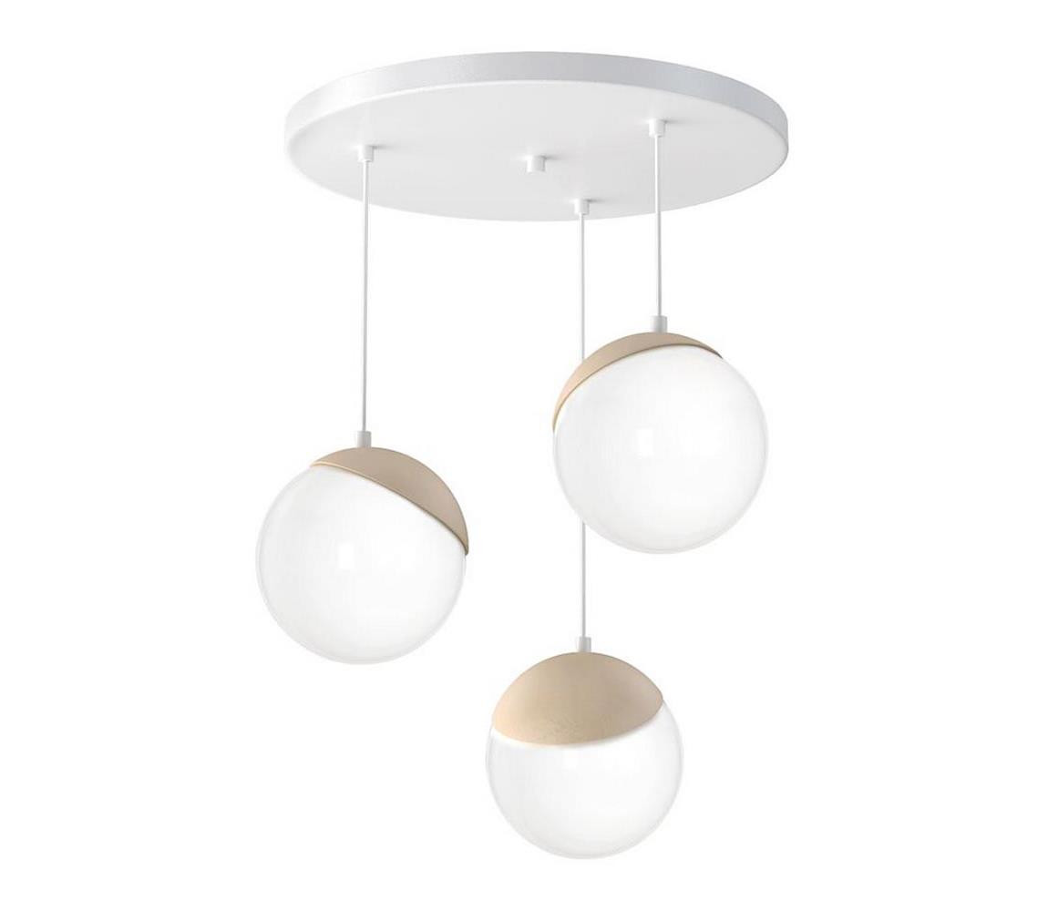 Lustr na lanku SFERA WOOD 3xE14/40W/230V bílá