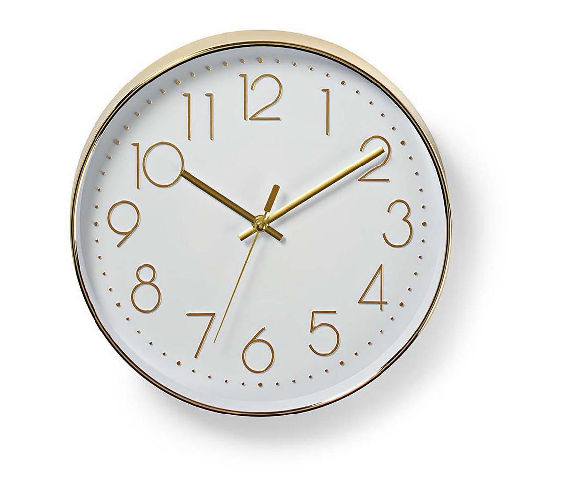 CLWA015PC30GD - Nástěnné hodiny 1xAA bílá/zlatá
