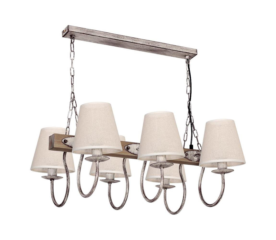 Lustr na řetězu CARIN 6xE14/60W/230V světlá