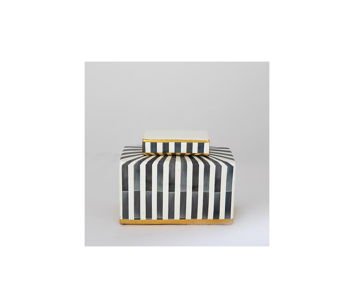 Eurolamp Keramická váza 20,5x16x9 cm modrá/bílá/černá