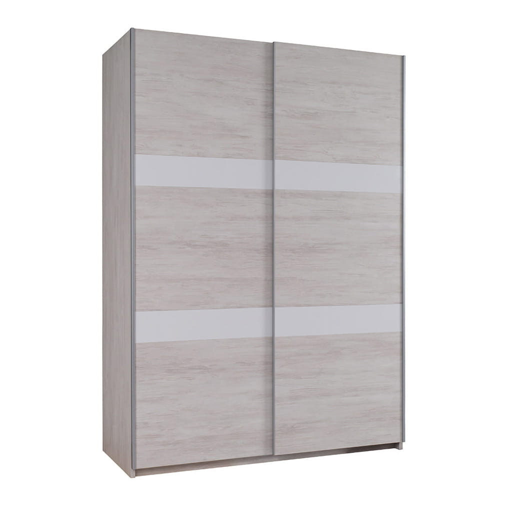 GAB Posuvná skříň Devon - Bílý dub + bílý lesk