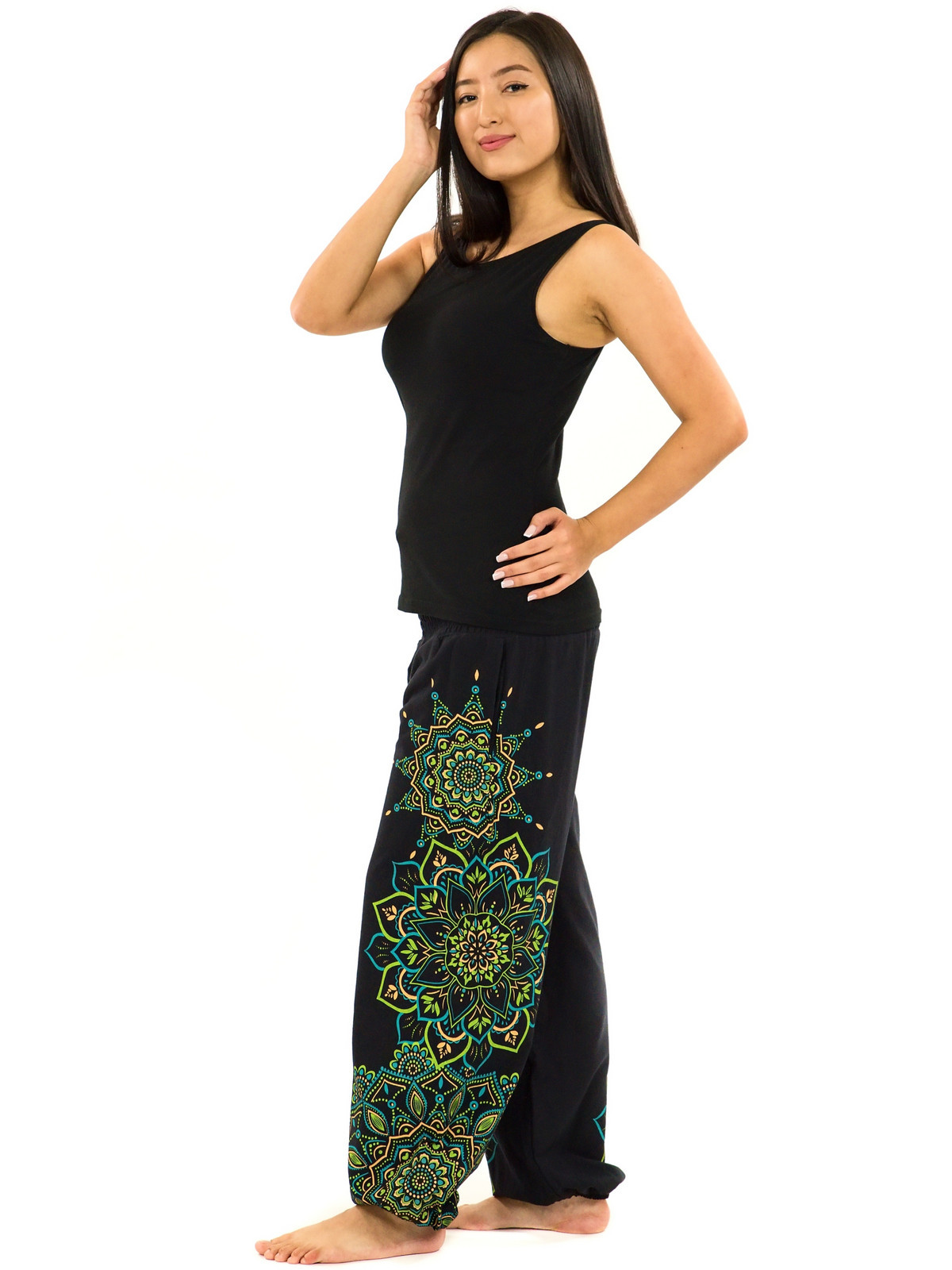 Himalife Kalhoty Damsa - černá se zelenou Velikost: XXL/3XL