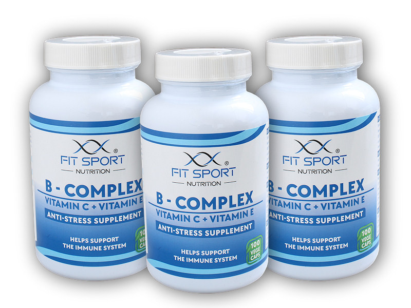 FitSport Nutrition 3x B-Complex + Vitamin C + Vitamin E 100 vege kapslí