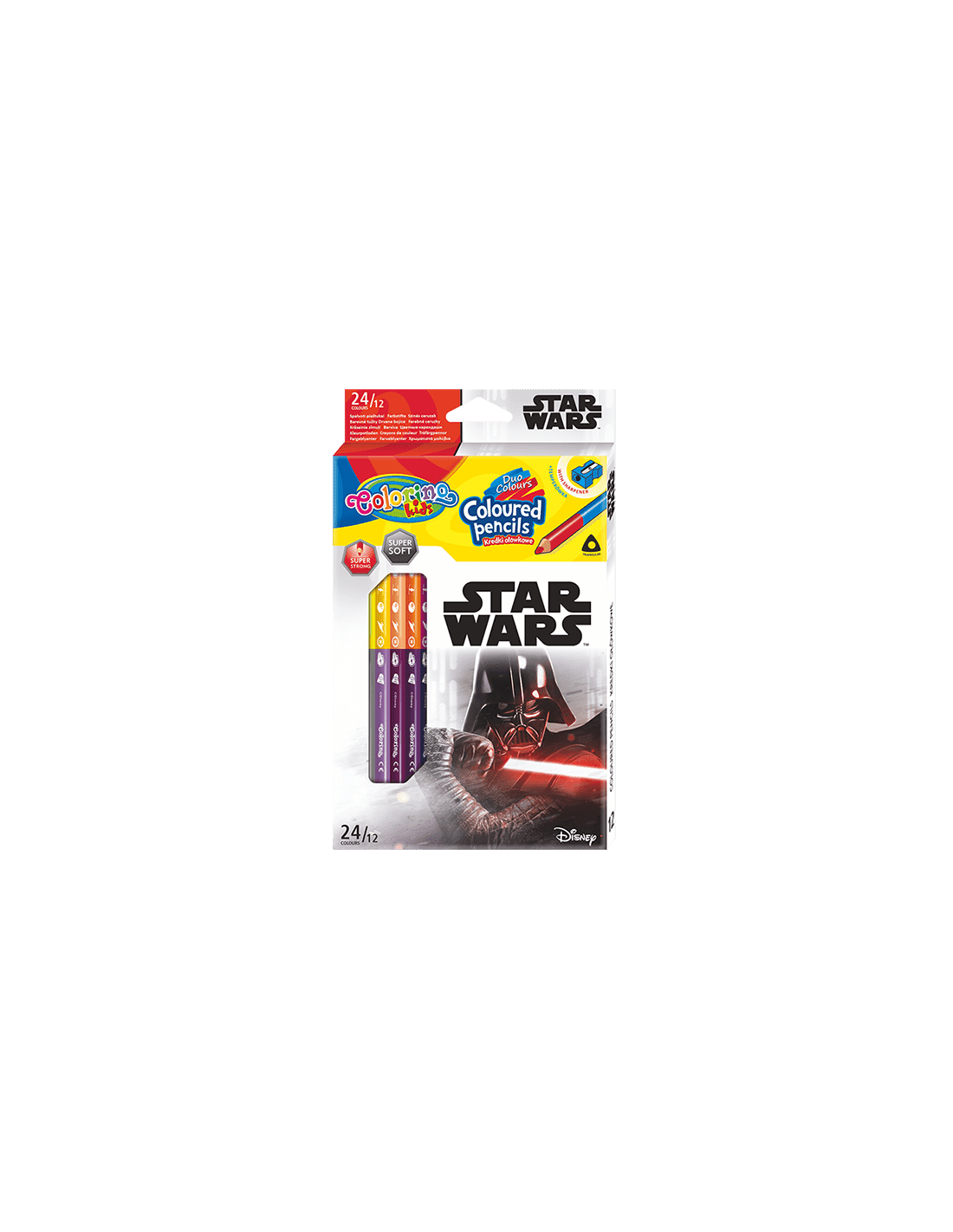 Colorino Colorino, 89465PTR, Star Wars, sada oboustranných trojhranných pastelek, 12/24 odstínů