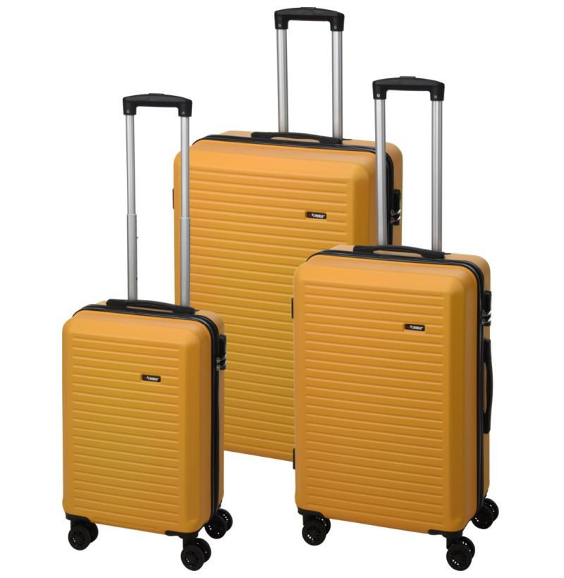 PROWORLD Cestovní kufr na kolečkách sada 3 ks 50/60/70cm žlutá KO-DG4700040