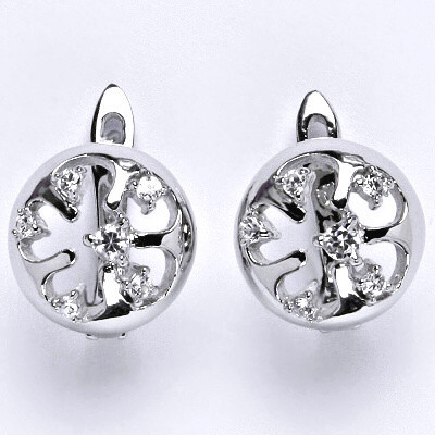 Stříbrné náušnice, syntetický zirkon, náušnice ze stříbra, zapínání na patent, váha 4,81 g