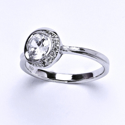 Stříbrný prsten, prstýnek ze stříbra, syntetický zirkon, váha 2,85 g, vel.60