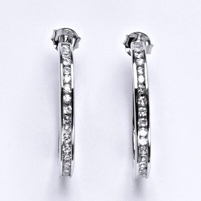 Stříbrné náušnice s čirými zirkony,ovál,náušnice ze stříbra, váha 8,84 g