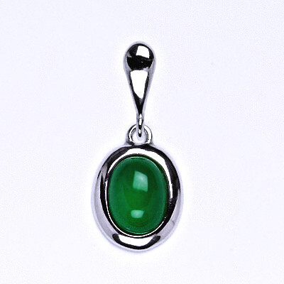 Stříbrný přívěsek,přírodní kámen green agate 8x6 mm ,zelený achát, P 1355 /22