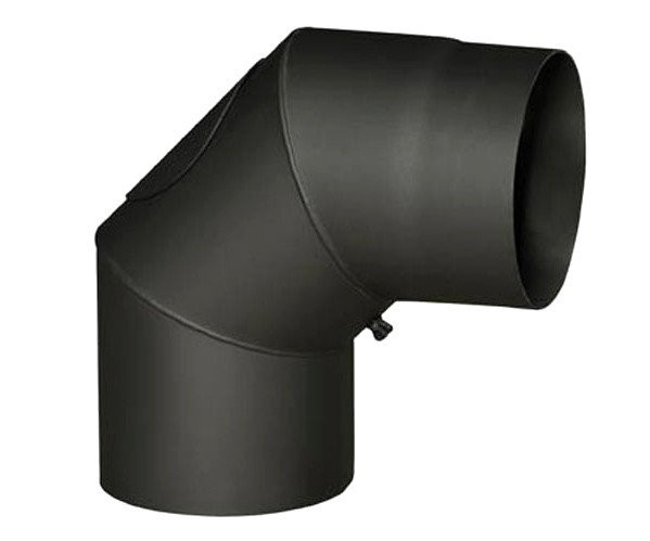 Koleno kouřové 90° s otvorem černé silnostěnné - 160mm