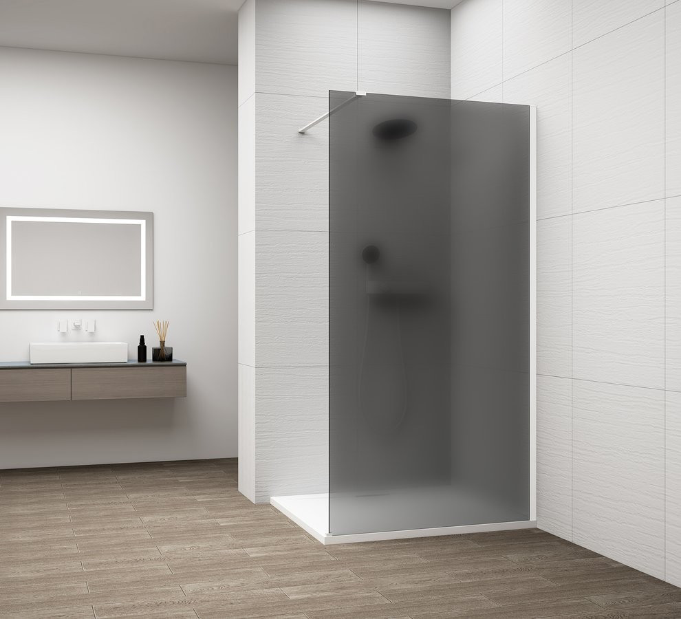 POLYSAN ESCA WHITE MATT jednodílná sprchová zástěna k instalaci ke stěně, kouřové matné sklo, 1200  ES1412-03