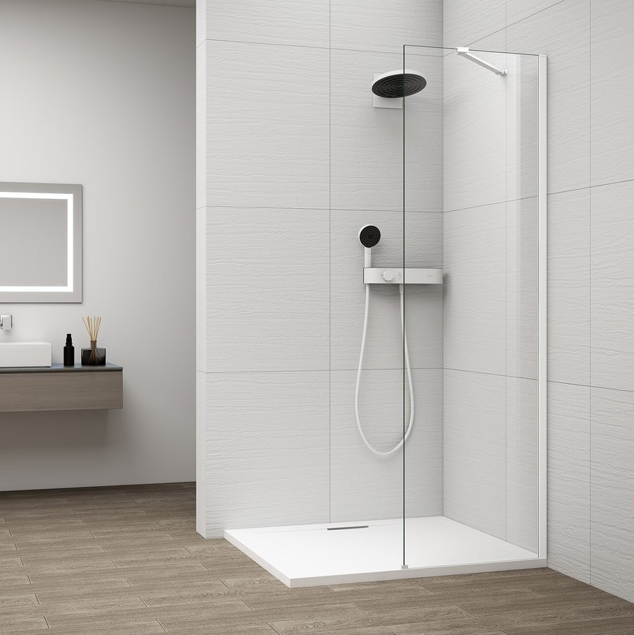 POLYSAN ESCA WHITE MATT jednodílná sprchová zástěna k instalaci ke stěně, sklo čiré, 500  ES1050-03