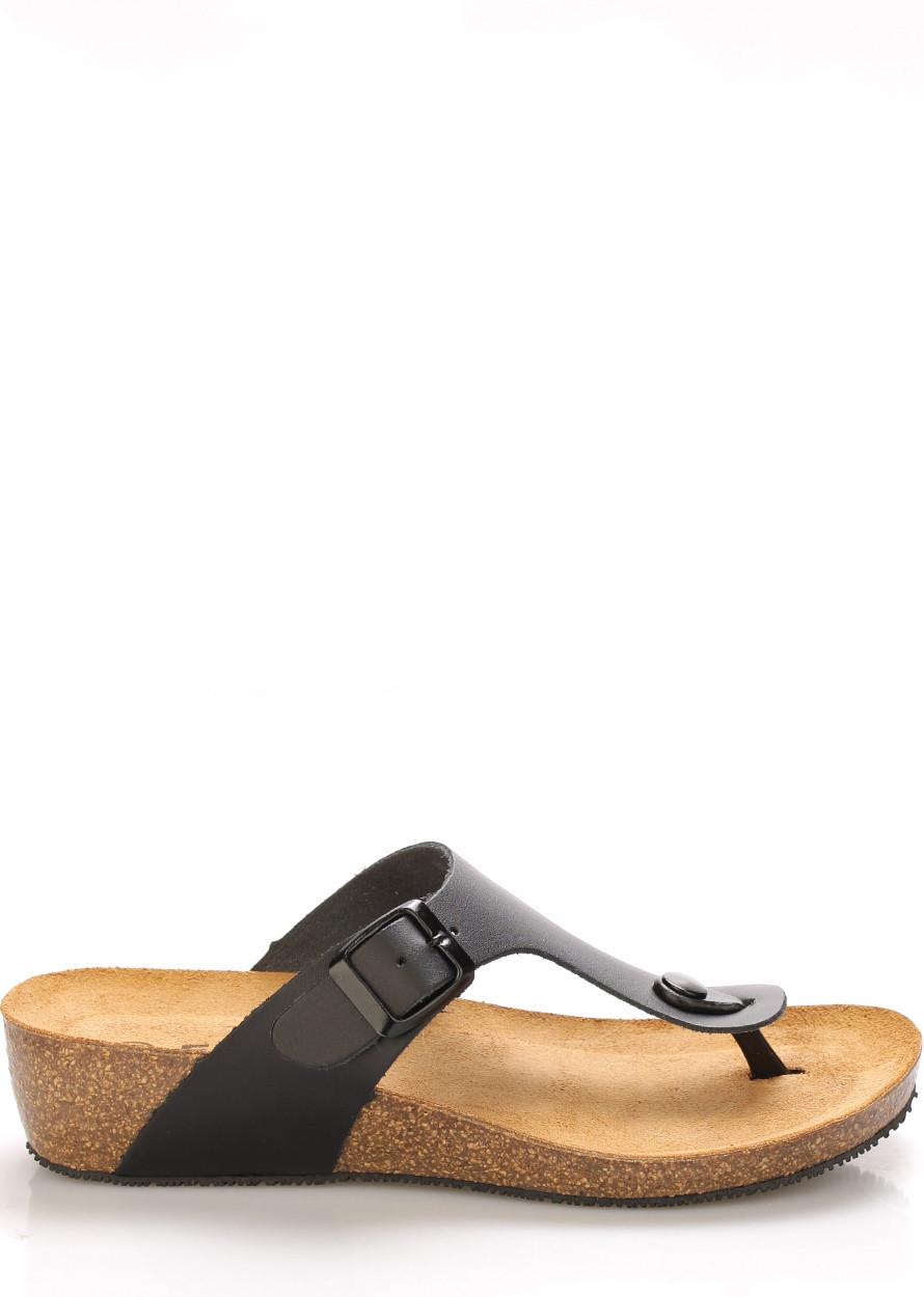 Černé kožené zdravotní pantofle na klínku EMMA Shoes Velikost: 37