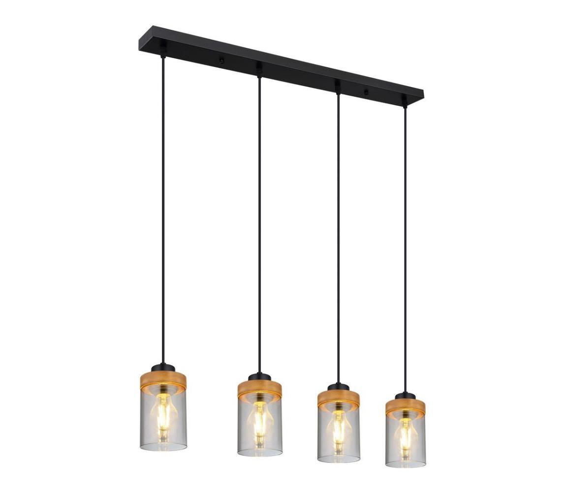 Globo Globo 15557-4H - Lustr na lanku FINCA 4xE27/40W/230V kov/dřevo