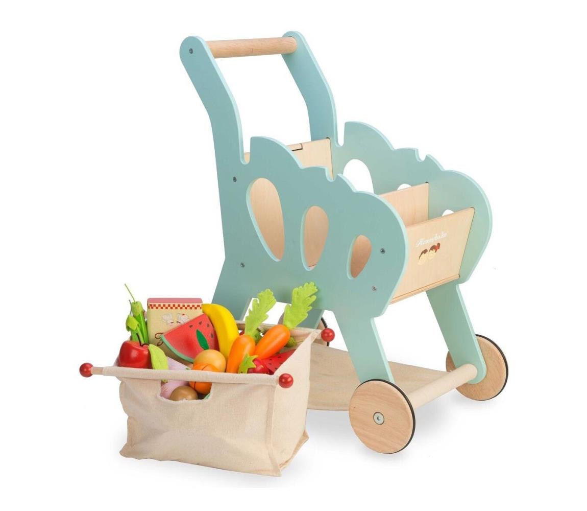 Le Toy Van velký dřevěný nákupní košík s taškou