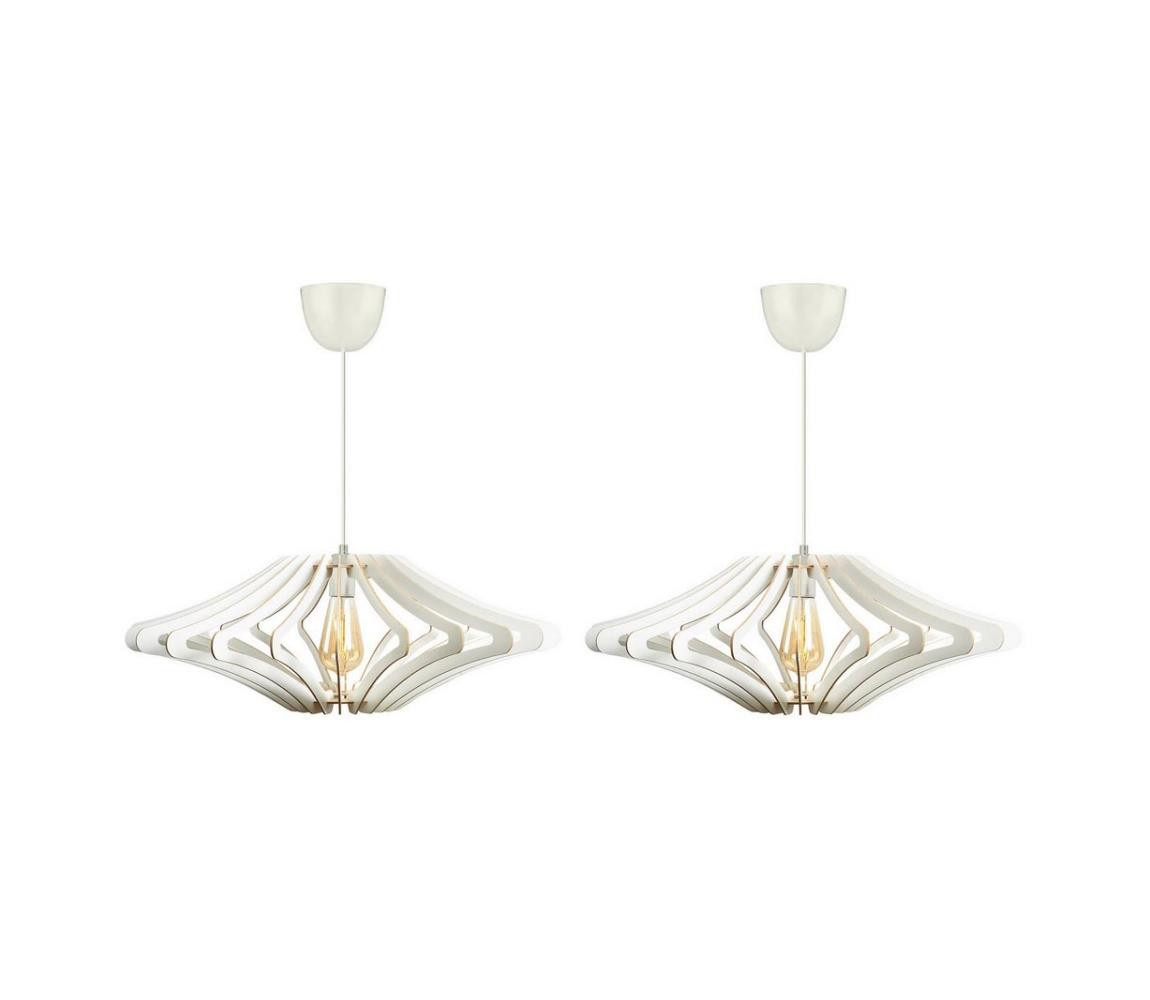 SADA 2x Lustr na lanku 1xE27/60W/230V bílá pr. 47 cm