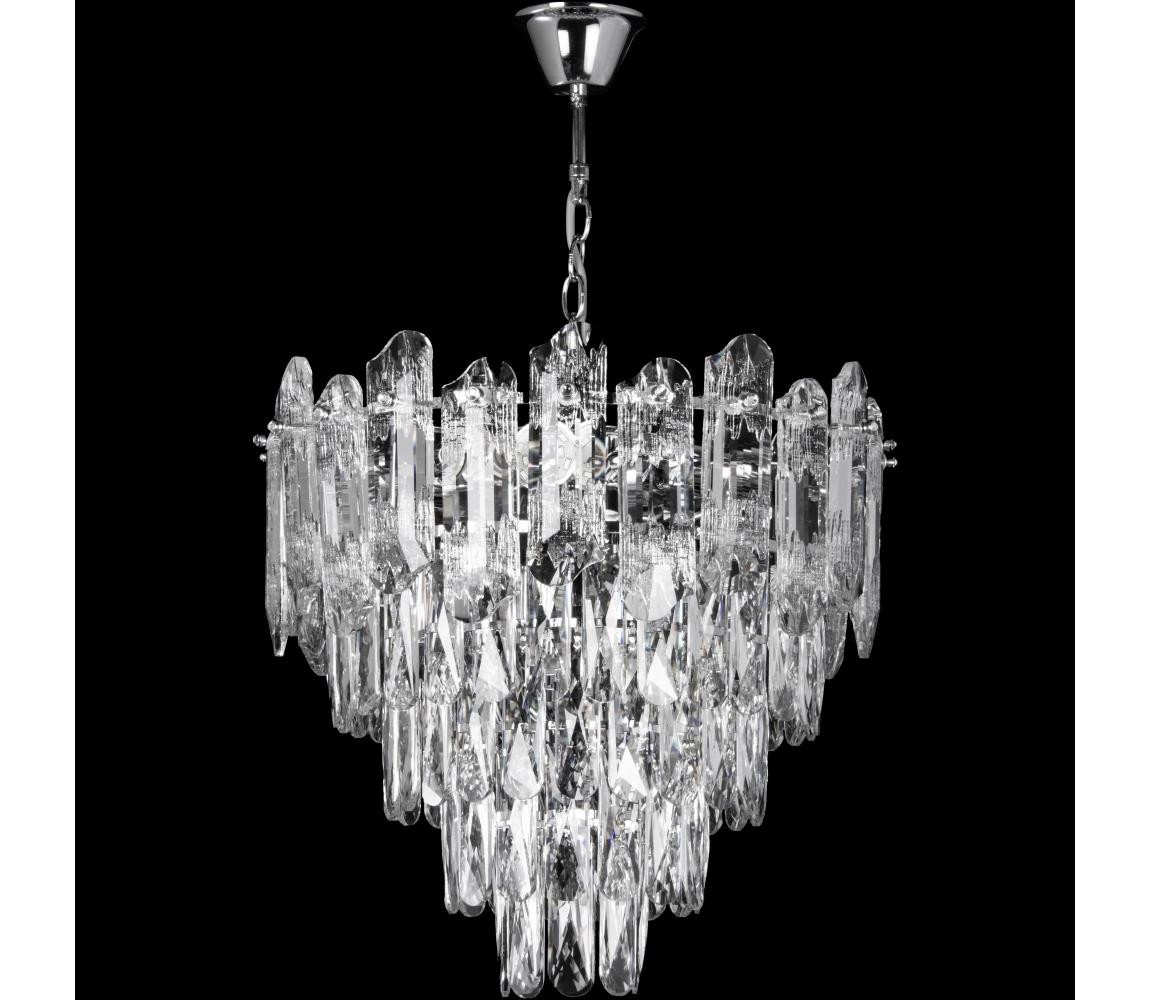 LED Lustr na řetězu 7xE27/60W/230V + 4xLED/6W pr. 40 cm lesklý chrom