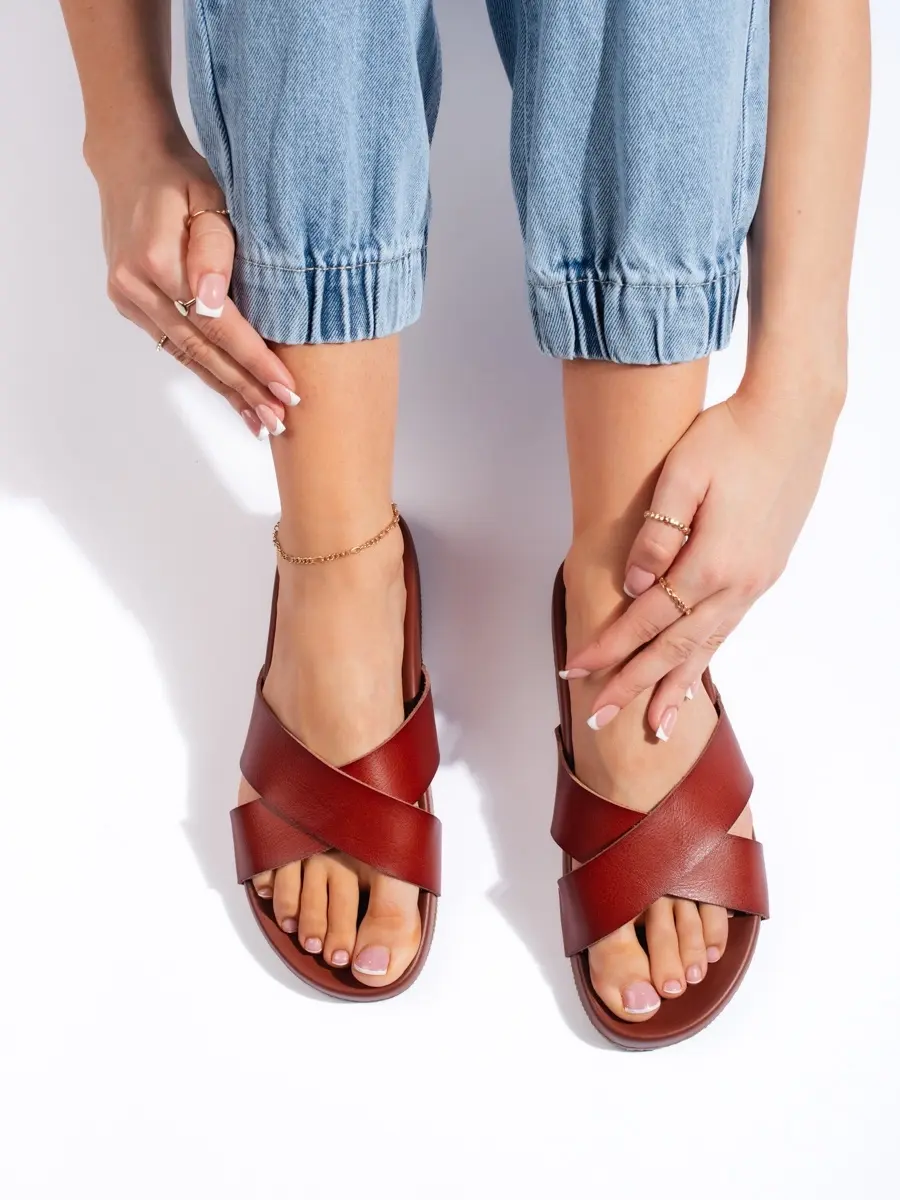 Originální nazouváky hnědé dámské na platformě