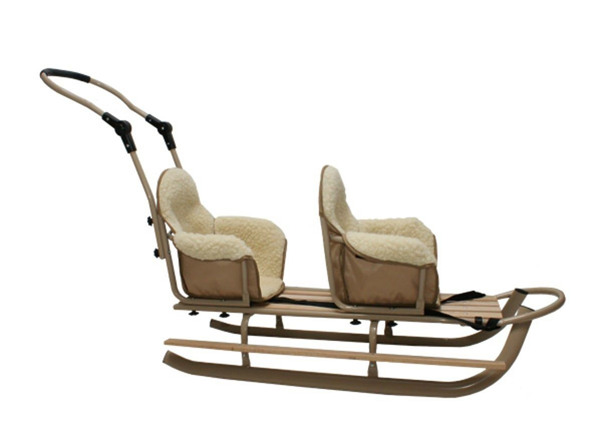 Sáňky pro dvojčata Duo - různé barvy sedátek béžová