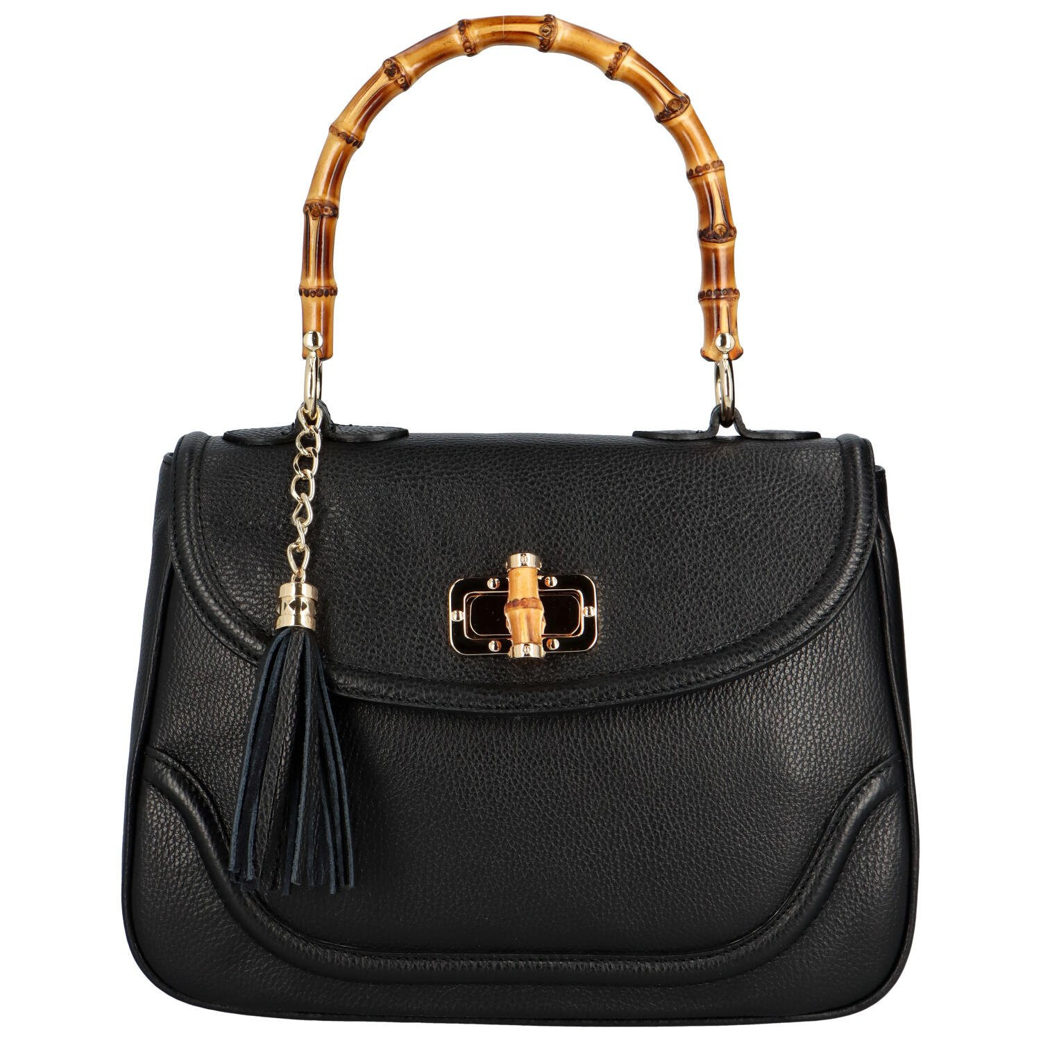 Dámská kožená kabelka do ruky černá - Delami Avelio černá