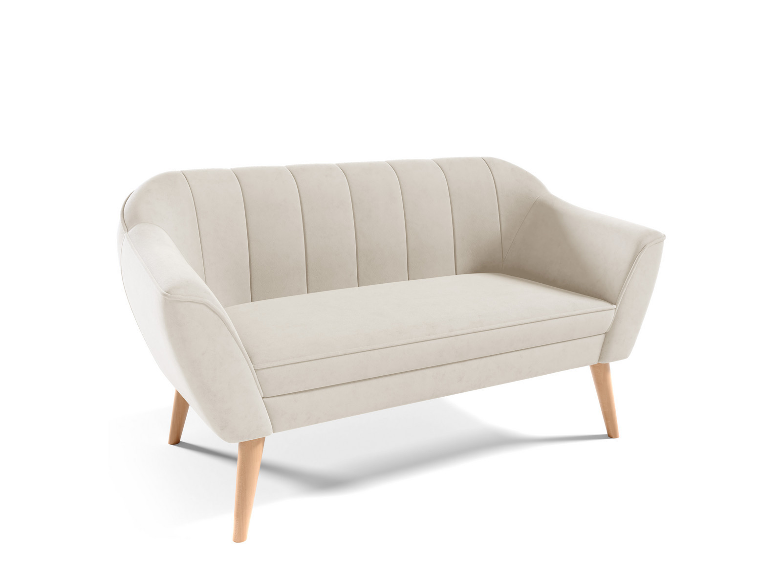 Eka Pohovka dvoumístná VOJO, 150 cm Látka Velutto: Velutto 01 - Krémová, Výběr nohou: Přírodní