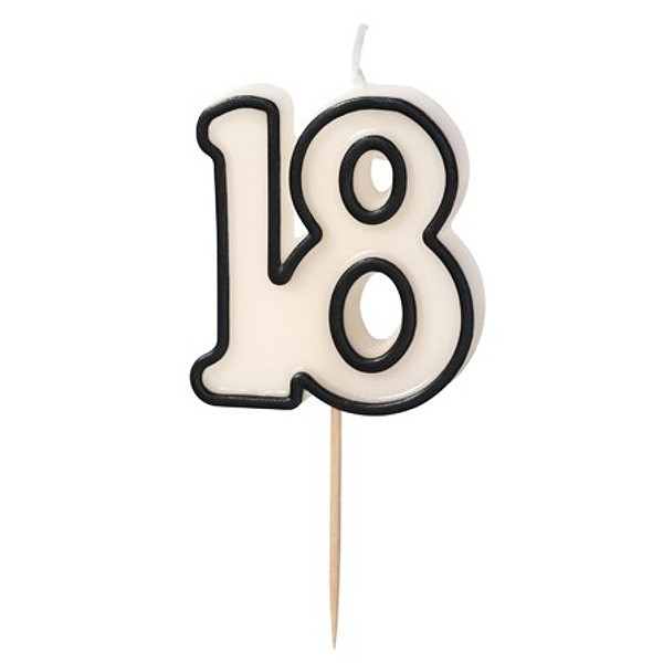 Svíčka narozeninová 18 černo-bílá 5,5 cm