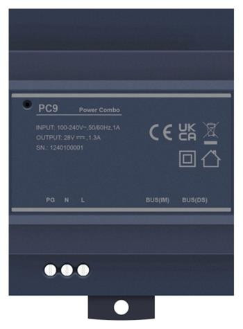 Napájecí adaptér, vč. injektoru pro D2 systém, montáž na DIN lištu, 36W, DC28V, max. 1,3A